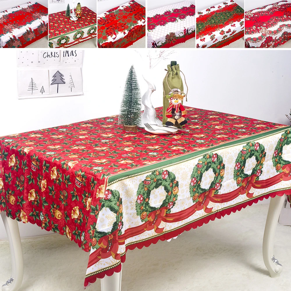 Christmas Tablecloth Rectangle Dining Table Cloth Cover Xmas Party Home Decor Christmas Tablecloth Rectangle Dining Table Cloth Cover Xmas Party Home Decor