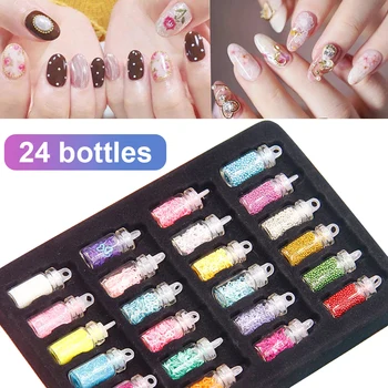 

24 Bottles Chunky Glitter Confetti Sequins Beads for DIY Slime Crafts Supplies Nail Art Decorations Random Style