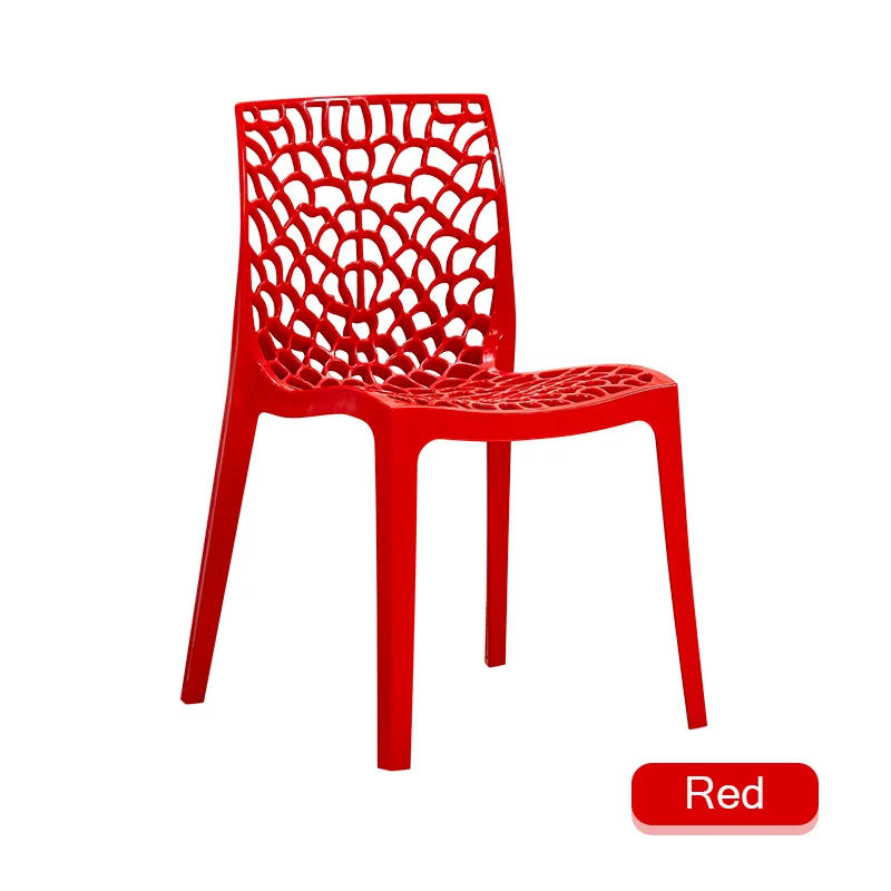 Скандинавские INS пластиковый ресторанный стул, ресторанное офисное собрание, пластиковый стул для дома, спальни, обучающий полый пластиковый стул - Цвет: Красный