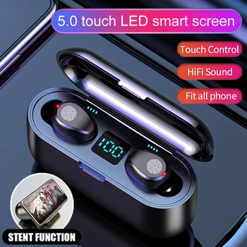 

Wireless Earphone Bluetooth V5.0 F9 TWS Wireless Bluetooth Headphones LED Display 2000mAh Charging Box Headsets With Microphone