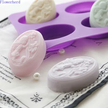 

4-hole Elf Flower Mold DIY Handmade Soap Silicone Mold New Soap Making Supplies Oval Fondant Cake Mold Chocolate Mold Cake Decor