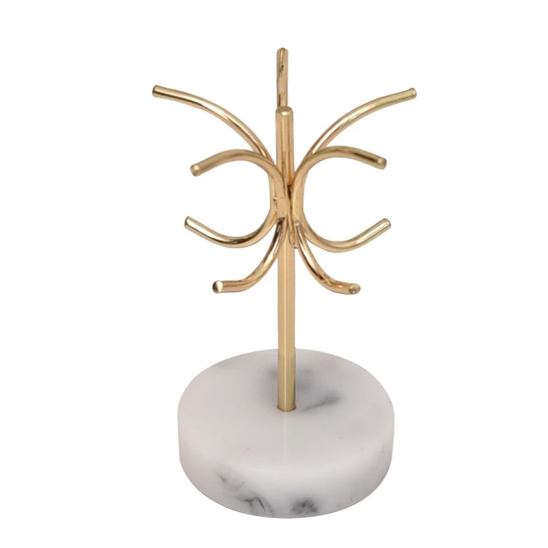 

Nordic Exquisite Gold Jewelry Display with Marble Stand Minimalist Chic Ins Metal Jewelry Rack Design Models Earrings Bracelet R