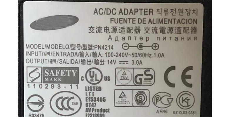PN4214 AC адаптер питания для samsung SYNCMASTER 760V 750 1702FP 139P AD-4214L SCV420108 ЖК-монитор 14v 3a зарядное устройство