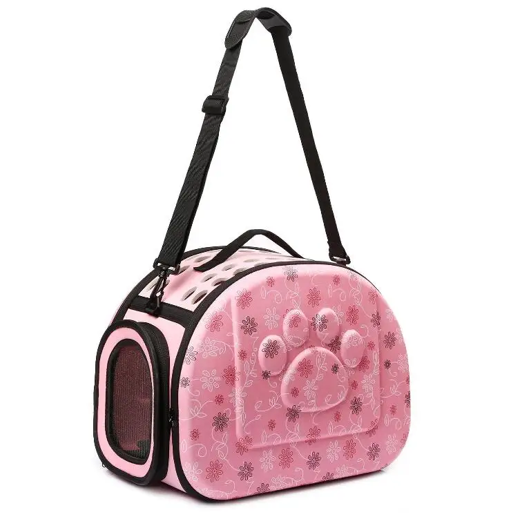 Pink Сумка для домашних животных на открытом воздухе Портативный Pet дышащая сумка через плечо сумки из натуральной кожи пространство EVA, кошки, собаки, рюкзак, складная коляска для путешествий, сумка на плечо, кошки, собаки - Цвет: Pink