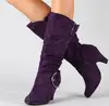 Big Size 43 New Knee High Boots Women Autumn Faux Suede Buckle Fashion Spike Heels Woman Shoes Winter Hot Sale M441 ► Photo 3/6