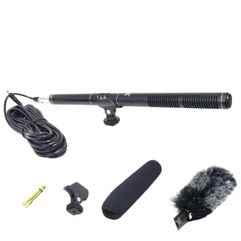 

M14 Uni-Directional Shot gun Interview Camera Microphone, Condenser Mic with Furry Windscreen Muff Cover for DSLR camera