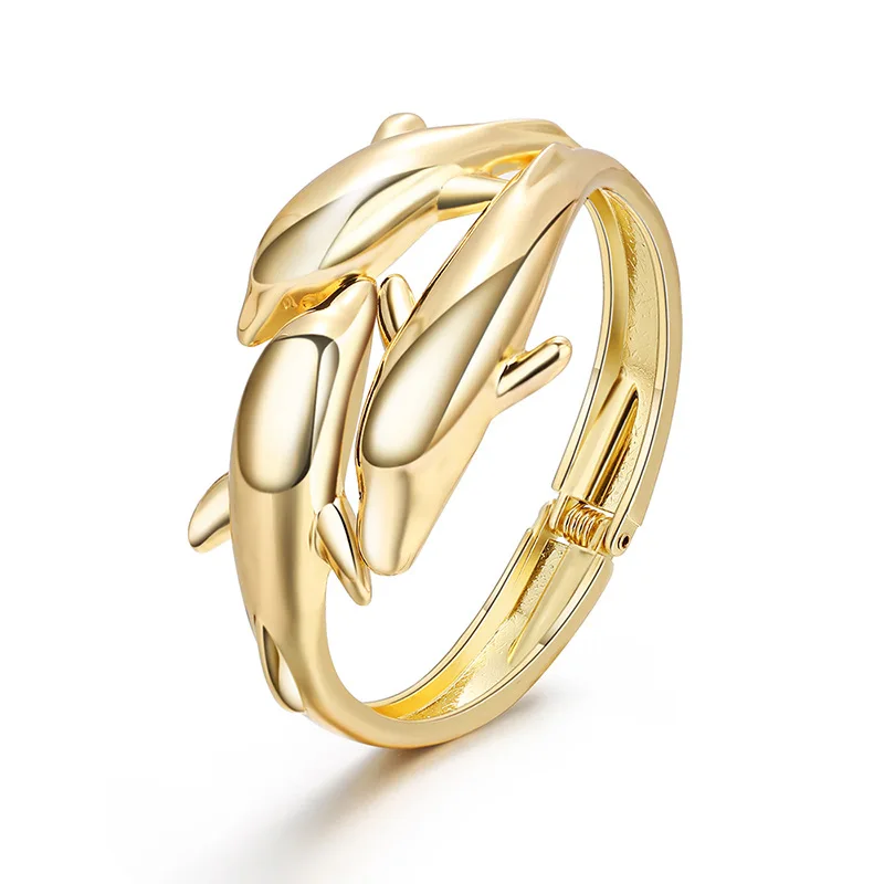Gold and Silver color exquisite luxury gorgeous fashion Dolphins bracelet charm jewelry women lady birthday gift