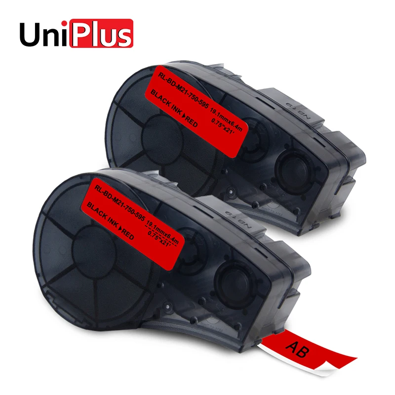

UniPlus 2PK M21-750-595-RD Label Maker for Compatible Brady BMP21-Plus Idpal Labpal Black on Red Vinyl Label Tapes Stickers