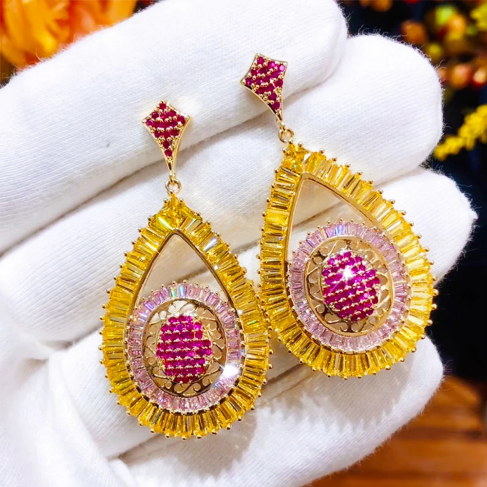 

Kellybola Fashion Luxury High Quality Geometric Hollow Earrings Women Girls Wedding Party Daily Anniversary Fine Zircon Jewelry