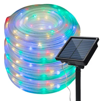 

50/100 LEDs Solar Powered Rope Tube String Lights Outdoor Waterproof Fairy Lights Garden Garland For Christmas Yard Decoration