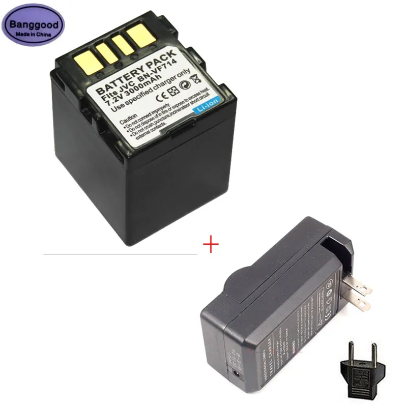 3000 мА/ч BN-VF714 BNVF714 Камера Батарея + AC Зарядное устройство для JVC BN-VF707 BN-VF707U BN-VF733 GR-D240