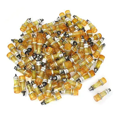

100 Pcs DC 12V 10mm Holing Yellow Illuminated Signal Indicator Light Pilot Lamp