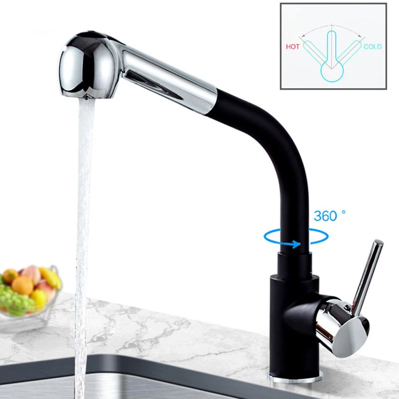 Kitchen Faucets With Pull Out Sprayer Dual Water Functions Lift