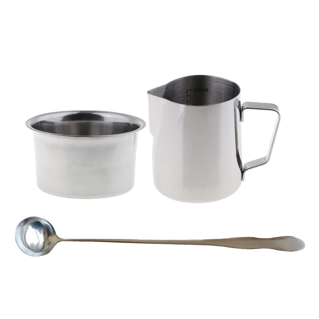3pcs/set Stainless Steel Soap Candle Making Pitcher Wax Melting Pouring Pot, Double Boiler with Spoon