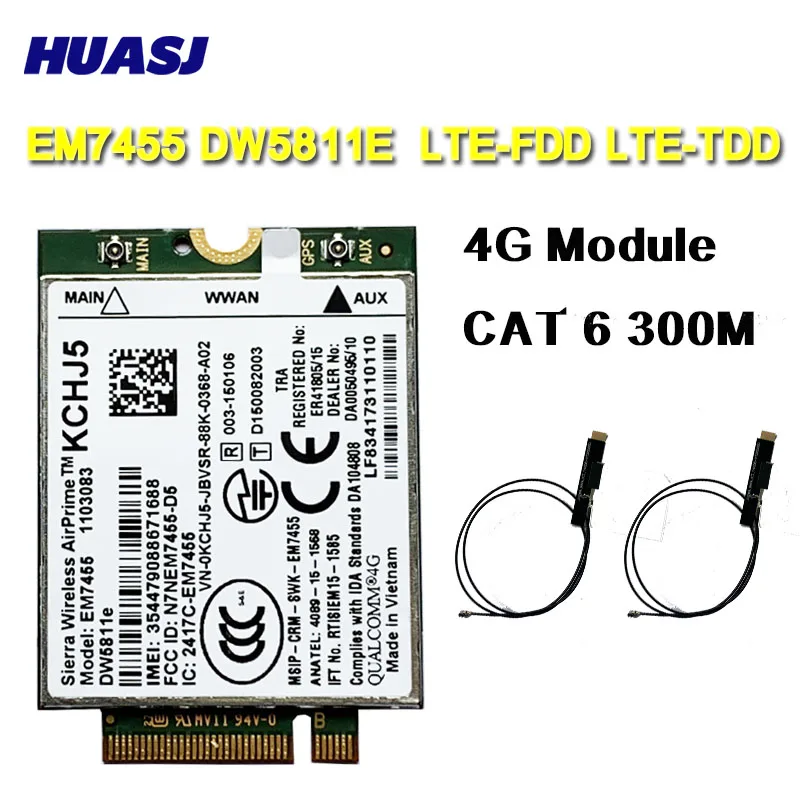 Huasj EM7455 DW5811E FDD/TDD LTE CAT6 4G Module 4G Card Gobi6000 WLAN Card for E7270 E7470 E7370 E5570 E5470 wireless router