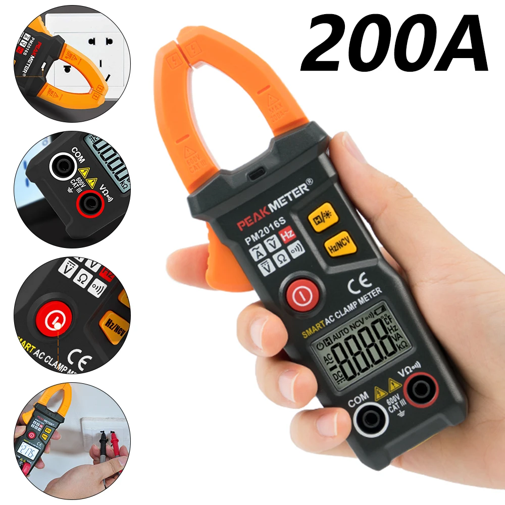 PEAKMETER PM2016S PM2016A AC цифровой токометр умный зажим амперметр частота NCV тестер