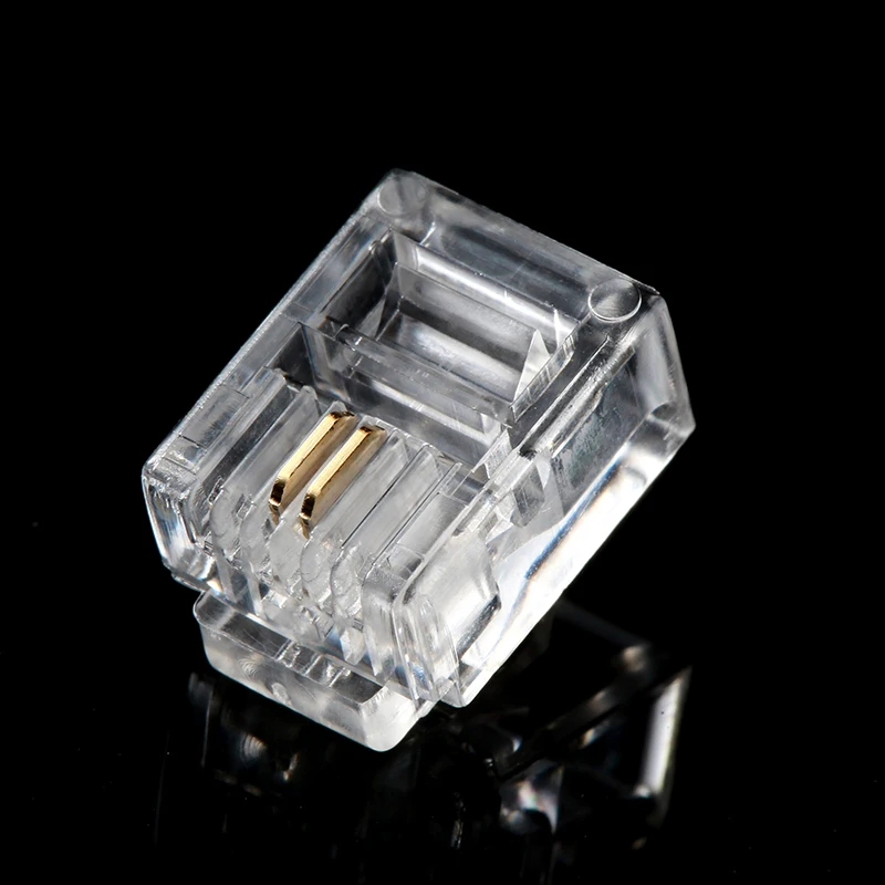 100 шт./лот RJ11 6P2C Модульный сетевой Кабельный разъем Clear 2P | Обустройство дома