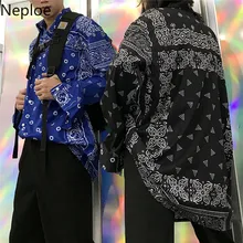 Neploe/рубашки с длинными рукавами для мужчин и женщин, винтажная Корейская блузка хараджуку с принтом, осень, уличные хип-хоп блузы, топ 54025