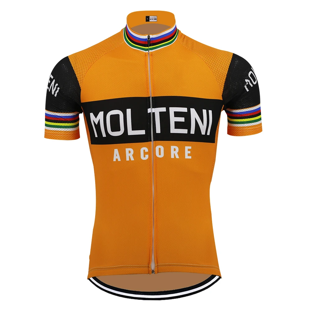 Ретро Moltini велосипедная футболка Джерси Команда дышащая велосипедная куртка с коротким рукавом ropa ciclismo Спорт на открытом воздухе классическая одежда для велоспорта