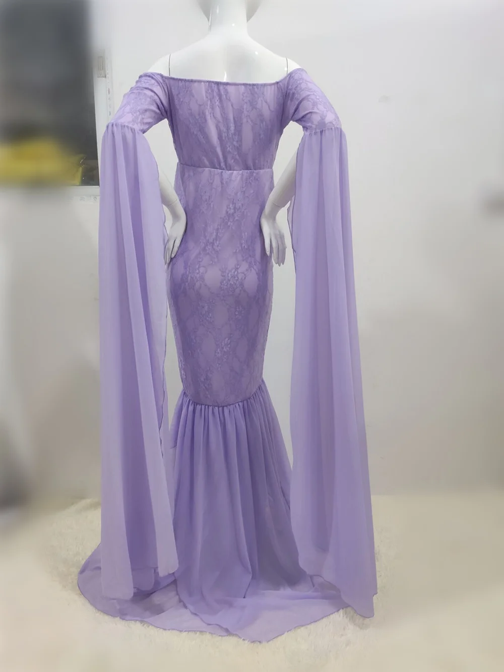 Shoulderless Maternity Shoot Dresses Lace Fancy Pregnancy Photography Dress Maxi Maternity Gown For Pregnant Women Photo Prop (6)