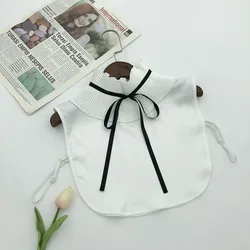 Women Bowknots Shirt Fake Collar Shoulder Detachable Shirt Collars Girls False Collar Lapel Blouse Top Clothes Accessories