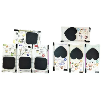 

1Set Black Color Sticky Notes With Fluorescent Pen Set 50 Sheets Creative Office Stationery Self-Adhesive Note Pads 2019 New