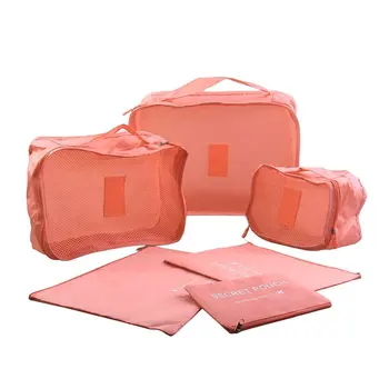 

Korean Style Portable Durable Eco-Friendly 6 Pcs/Set Square Travel Home Luggage Storage Bags Clothes Organizer Pouch Case Makeup