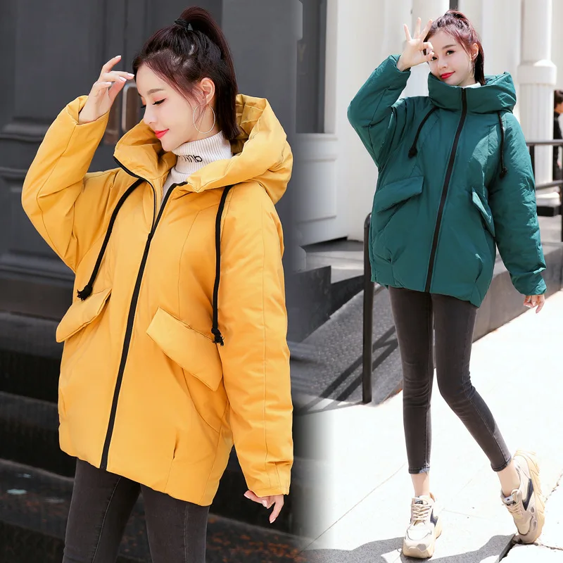 

2019 Winter New Style Cotton Coat Korean-style Loose-Fit Short down Coat Small Cotton-Padded Jacket inflooring lian Cap Cotton-p