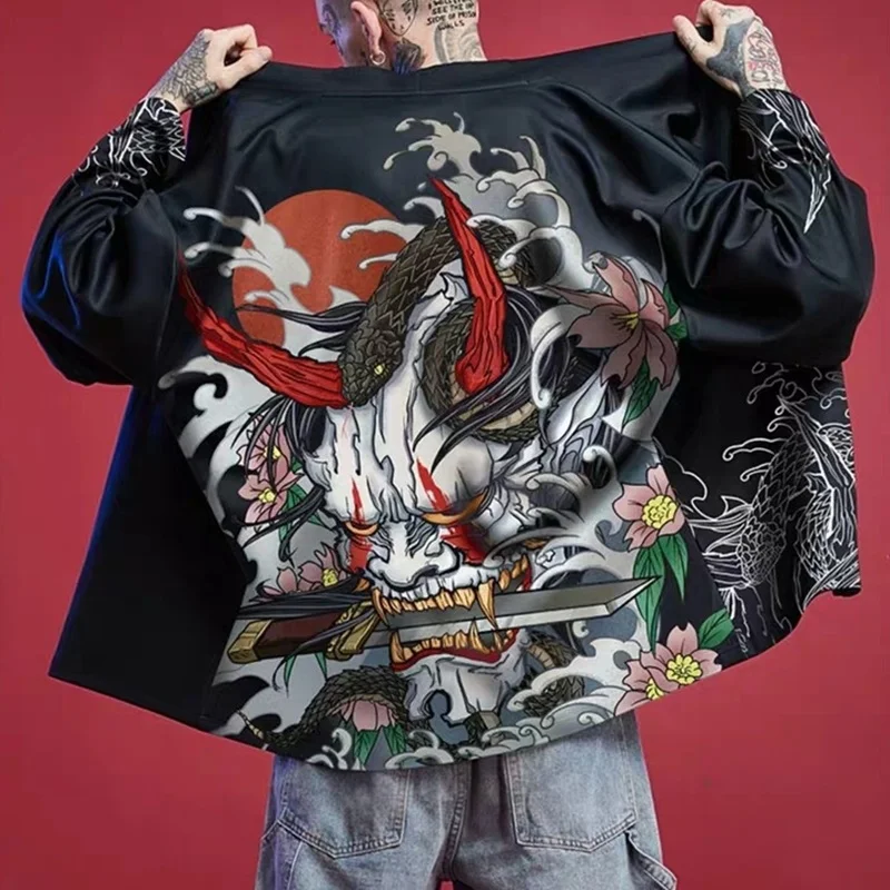Kimono Men Cardigan Japanese Obi Yukata