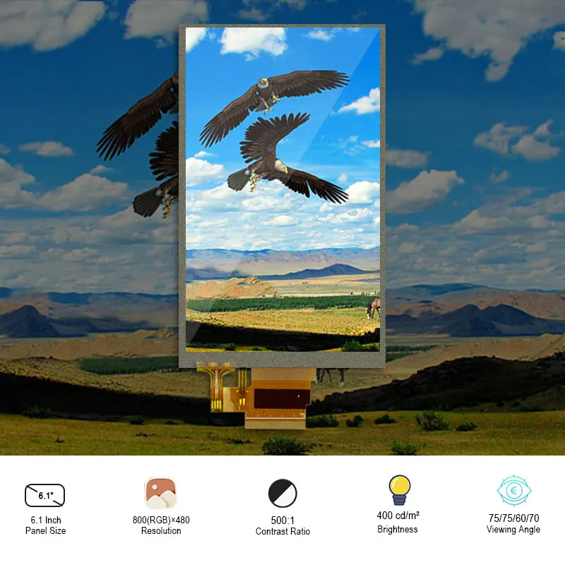 

Original HannStar HSD062IDW1-A00 6.2 Inch 800*480 Lcd Display Screen WithTouch For Automotive TTL 60 Pins FPC