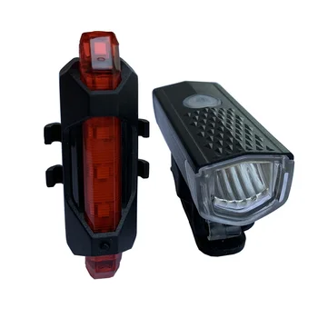 

USB Rechargeable LED Bike Bicycle Cycling Headlight Front Light Taillight Tail Rear Lamp Set Safety Warning Portable Flashlight