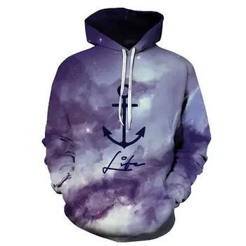 

New 3D printed wreck hook pattern hoodie, funny hook drop boat harajuku hoodie men, brand hip-hop hoodie