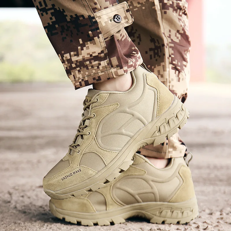 

Men's Tactical Light Duty Breathable Lightweight Waterproof Dirt Outdoor Riding Leather Low Top Combat Boots K23