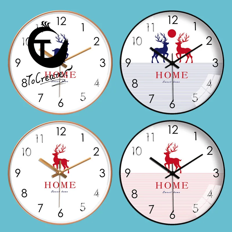 

[12-Inch 30CM] Wall Living Room Fashion Cartoon Deer qiang zhong Modern Minimalist Time Clock Personality Wall Clock