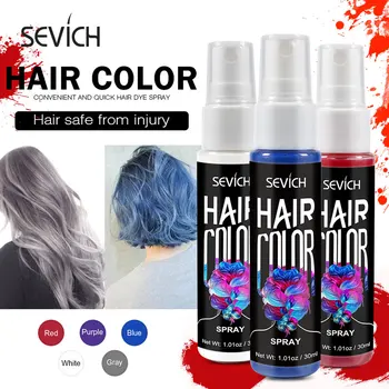 Sevich 8 Colors 30ml Hair Dye Spray Disposable Hair Quick Spray Waterproof Hair Dye Blue/Red Fashion Instant Hair Color Products 1