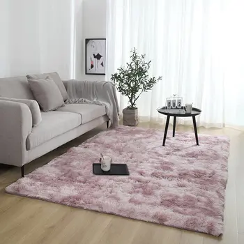 

Large Size Super Soft Tie-Dye Art Carpet Bedroom Long Wool Carpet Modern Minimalist Carpet Floor Mat