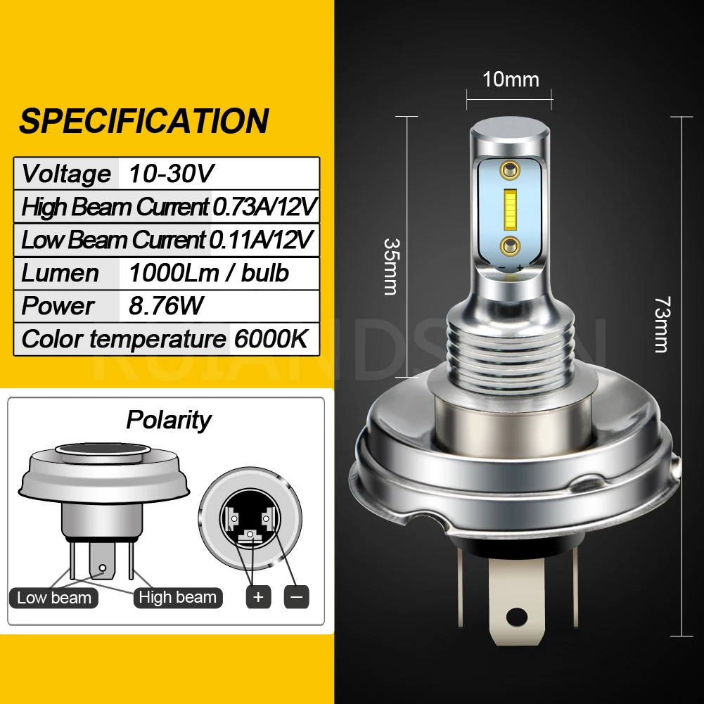 RUIANDSION 1Pcs P26S P45T CSP LED Motorcycle Speed Scooter Headlight 1000Lm Tractor Fog Lamp 10V-30V 12V 24V White 6000K 9W