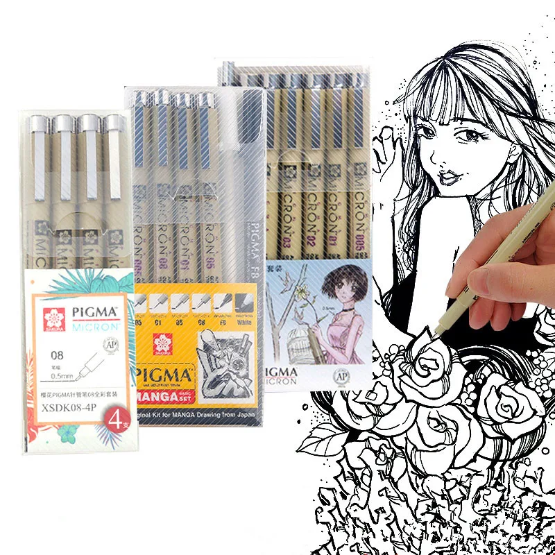 Черная Водонепроницаемая ручка Sakura Pigma Micron для скетчинга рисования вручную