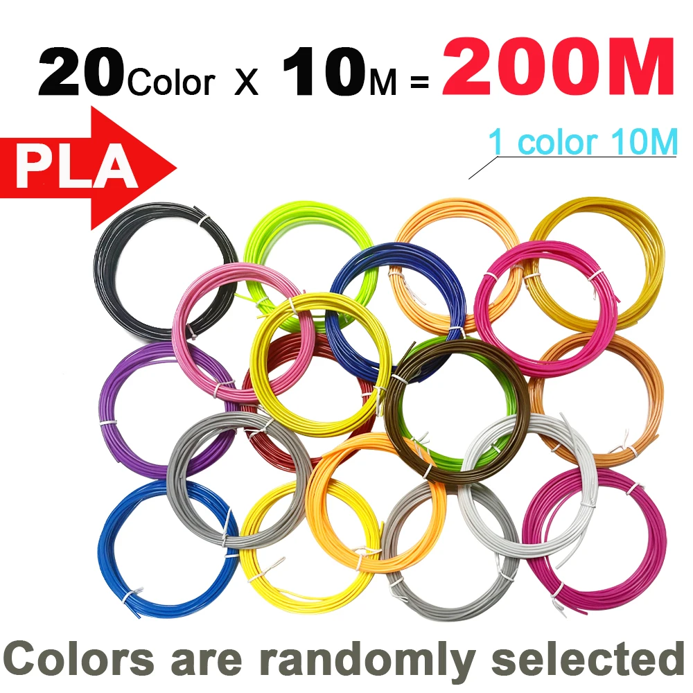 3D Pen PLA filament 3D Printer 1.75mm PLA Filament, 20 Colors, 10