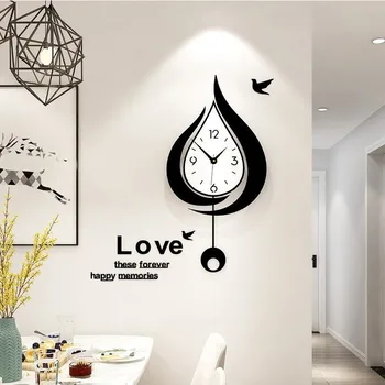 

Modern Design Water Drops Large Wall Clocks Creative Swingable Wall Clocks Living Room Decoration Fashion Clocks Wall MJ1102