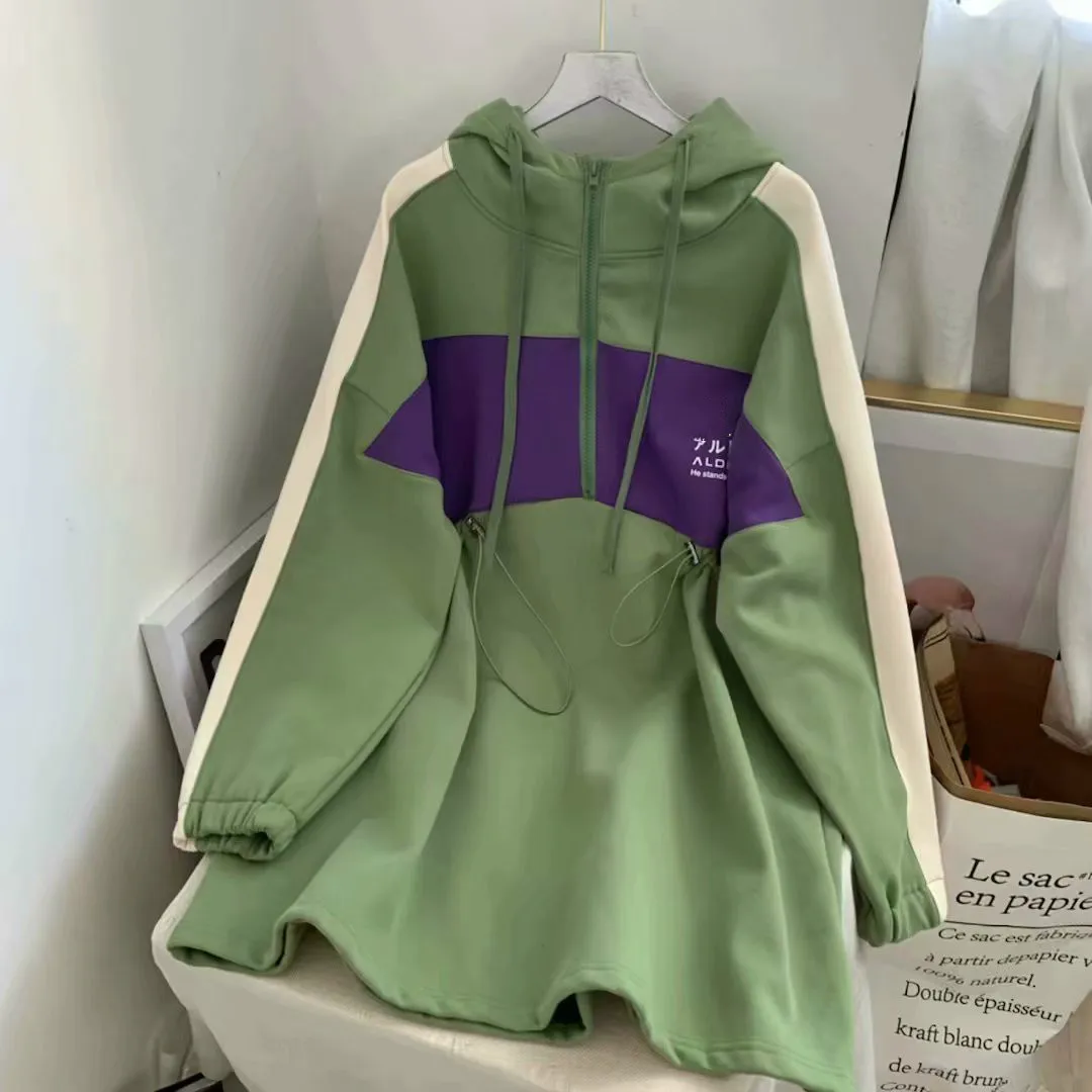 

[EWQ] 2020 Spring New Japan Style Pullovers Sweatshirt Thick Warm Drawstring Plus Size Women Coats Full Sleeve Track Clothing QZ