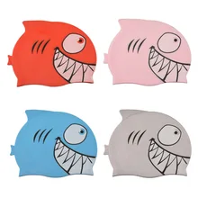 Мультяшная шапочка для плавания Sharx, детская силиконовая шапочка для бассейна, водонепроницаемая Защитная шапочка для ушей, оборудование для плавания для мальчиков и девочек