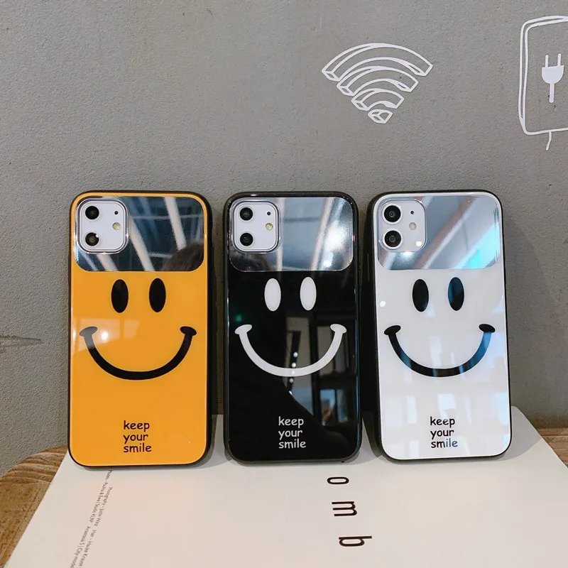 Зеркальный чехол для телефона из ТПУ iPhone11Pro Max Xs XS XR X противоударный со смайликом
