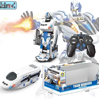 

Remote control car Transformers car Harmony train deformation robot model with light music (2 in 1) Children's toy gift