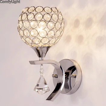 

LED Luxury Crystal silver wall lamp Bedroom bedside living Dining room lights on wall shop Restaurant Kitchen Designer LED E27