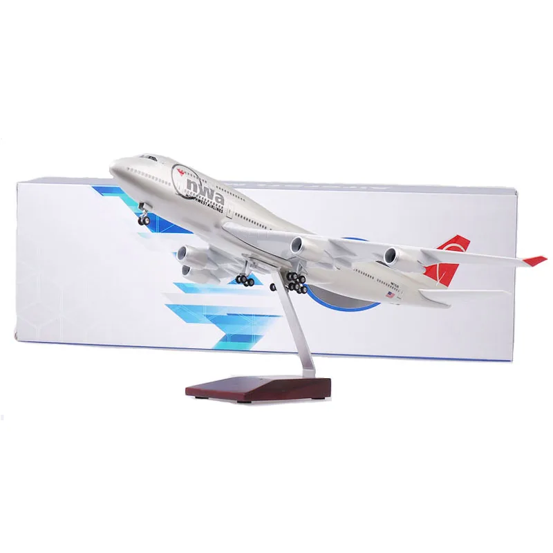 

47CM Boeing 747 B747 Nwa NorthWest Airlines Plane Model Airframe W Landing Gear & Light Airplane Toys Souvenir Aircraft Kid Gift