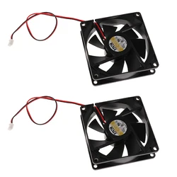 Boîtier de ventilateur de refroidissement, 2 fils, 2 broches, 80mm, 12V DC, 8025, noir, pour PC, CPU, ordinateur 