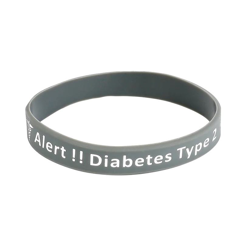 1 шт. диабетический браслет инсулин зависимый медицинский предупреждение силиконовый браслет для диабетического человека Прямая поставка - Окраска металла: GY
