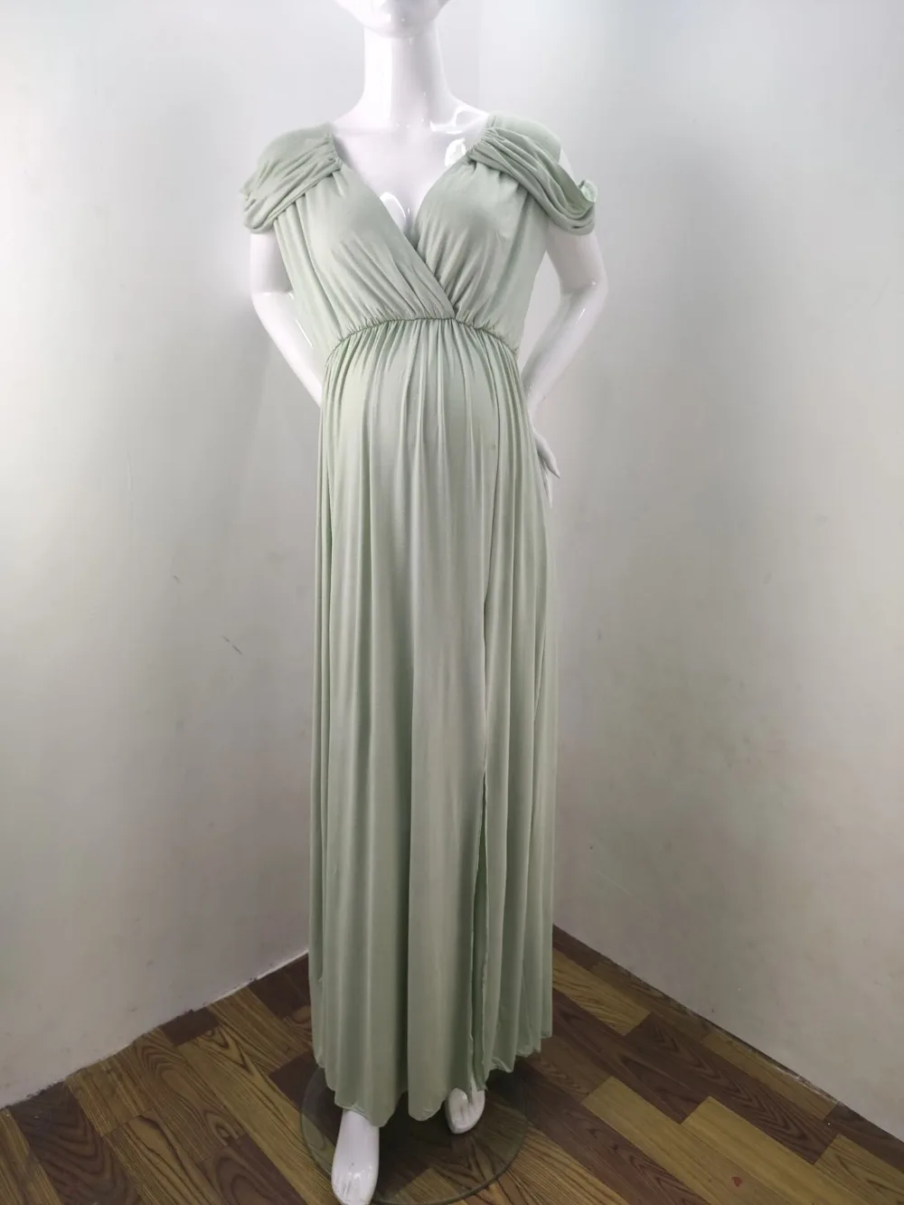 Sexy Maternity Photography Props Long Dress For Pregnant Women Photo Shoot Split Front Pregnancy Dresses Baby Showers Maxi Gown (4)