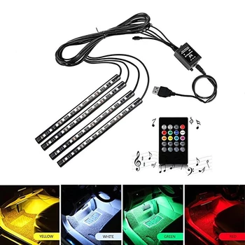 

Car Interior Atmosphere LED Light Multi Color RGB Voice Sensor Sound Music Control Decoration Decorative Lamp Car Lighting